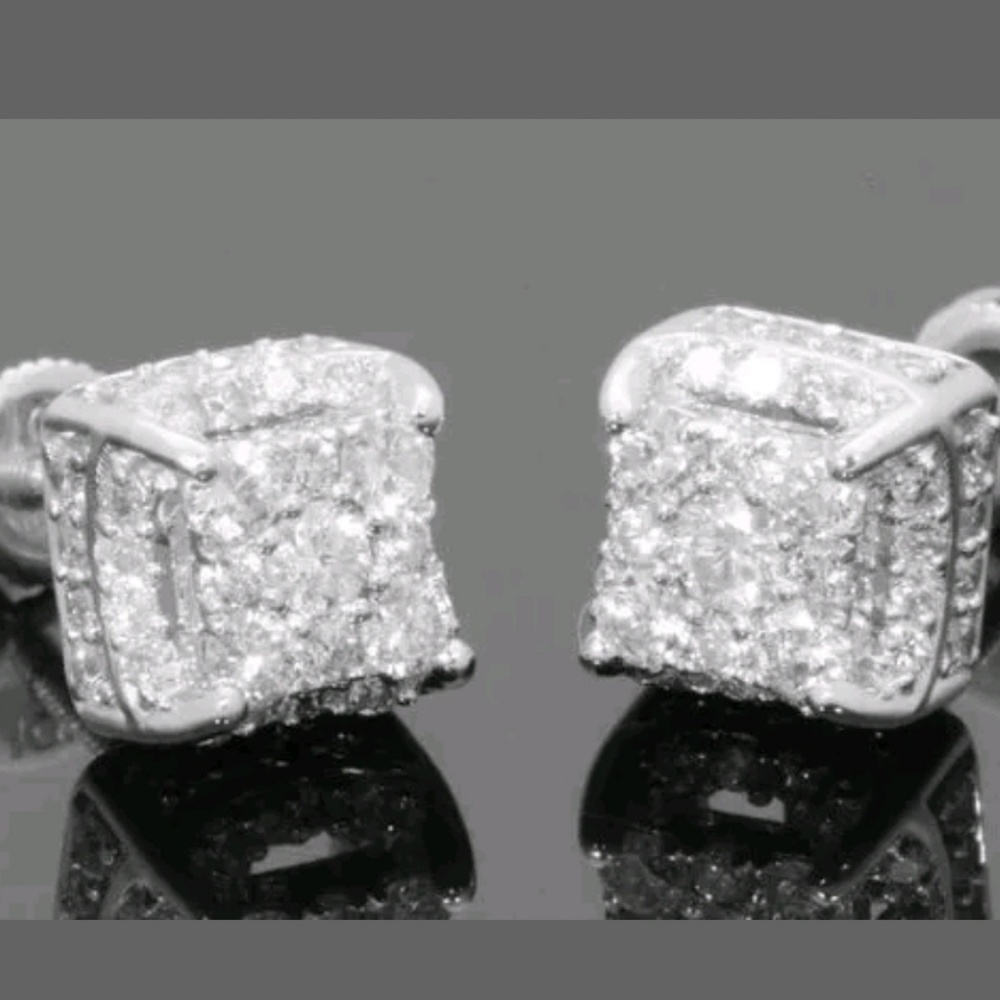 .925  "iced" square saphire earrings.